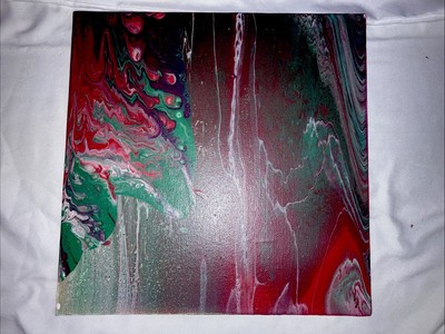 Psychedelic Acrylic “Go Go Godzilla” 12x12 Double Pour Canvas Gloss Sealed-image