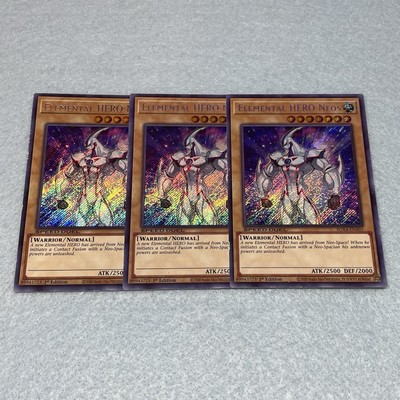 Yugioh Elemental HERO Neos SGX4 1st Ed Secret Rare 3 Card Set Lightly Played-image