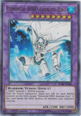 Yugioh Elemental HERO Absolute Zero BLHR-EN065 Ultra Rare 1st Ed-image