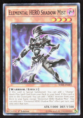 Yu-Gi-Oh DMG Conditon Elemental Hero Shadow mist Monster #SDHS-EN001-image