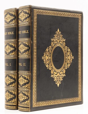 The Holy Bible 1880 New Illustrated Edition Leather Bound Maps Engravings Rare -image