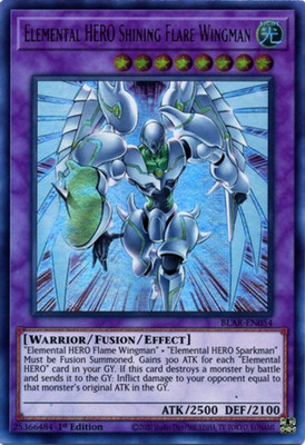 1 x Elemental HERO Shining Flare Wingman - BLAR-EN054 - Ultra Rare - 1st Edition-image