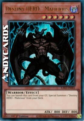 DESTINY HERO - MALICIOUS (Malicious - Hero Of Destiny) Ultra R RA03 EN001 • 1Ed-image