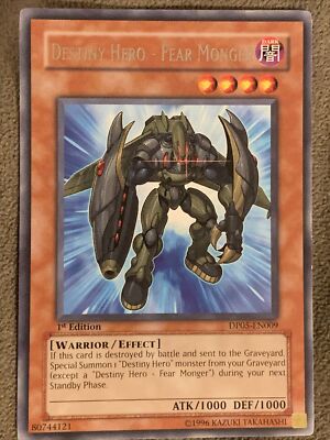 YuGiOh DESTINY HERO - FEAR MONGER DP05-EN009 Rare 1st Edition NM/M-image