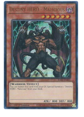 x3 Destiny HERO - Malicious - RA03-EN001 - Ultra Rare-image