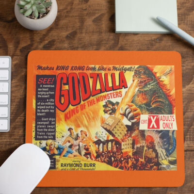 Godzilla Mouse Pad - 1956 UK Godzilla King of the Monsters Movie Poster Design --image