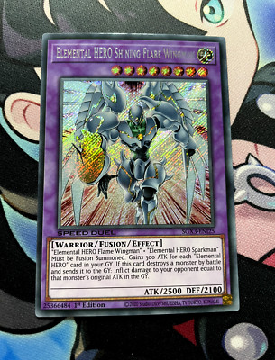 YUGIOH Elemental HERO Shining Flare Wingman SGX3-ENI25 Secret Rare NM 1st Ed-image