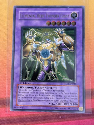 Yugioh Elemental Hero Thunder Giant TLM-EN036 1st Edition Ultimate Rare Damaged-image