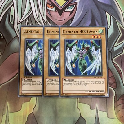 LCGX-EN001 x3 Elemental HERO Avian Common Excellent Condition Yugioh -image