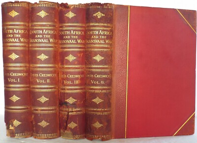 South Africa and the Transvaal War. Illus and Maps Creswicke 8 Vols in 4 Leather-image
