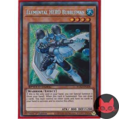 Yugioh Elemental HERO Bubbleman SGX2-ENA08 Secret Rare 1st Edition NM-image