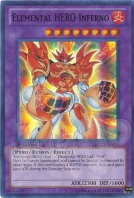 Yugioh - Elemental HERO Inferno - 1st Edition Super Rare NM - Free Holo Card-image