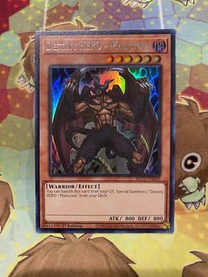 Yu-Gi-Oh! TCG Destiny HERO - Malicious (Silver) BLC1-EN030 Ultra Rare 1st Ed NM-image