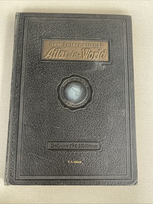 Deluxe 1943 War Edition New International Atlas of the World HC Leather 15 X 10-image
