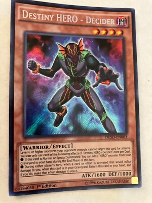 Destiny hero-decider 1st edition foil rare foil yu-gi-oh gaming cards cscan-image