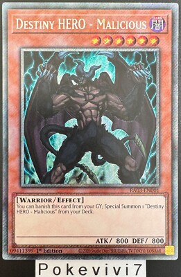 YU-GI-OH! Card DESTINY HERO - MALICIOUS RA03-EN001 PSR NEW-image