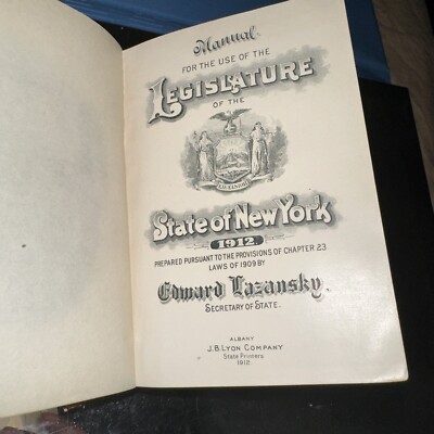 MANUAL FOR LEGISLATURE STATE OF NEW YORK 1912 Foldout Maps Leather Judge Book-image