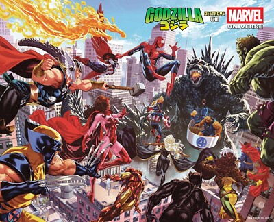 Godzilla Destroys the Marvel Universe #1 2025 Mark Brooks Cover A  Presale 7/16-image