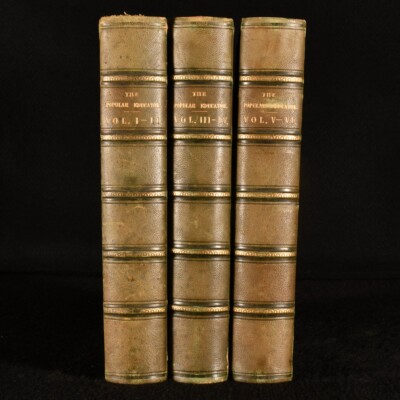 1856-1857 6Vols in 3 The Popular Educator Scarce Illustrated Folding Maps-image