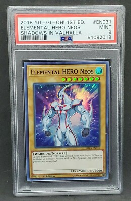 Yugioh PSA 9 MINT Elemental Hero Neos SHVA-EN031 1st Edition Super Rare 2018-image