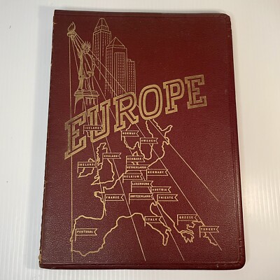 1951 Europe Tour Guide from TIPS Geneva Leather bound Spiral Colorful Maps-image