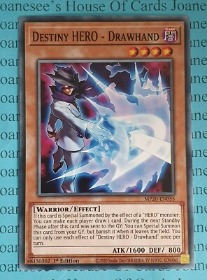 Destiny HERO - Drawhand MP20-EN055 Common Yu-Gi-Oh Card 1st Edition New-image