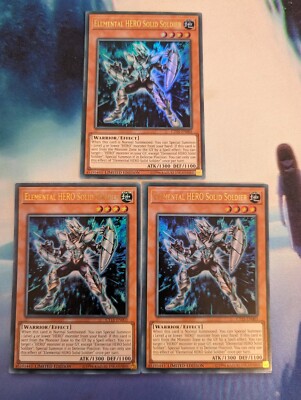 YuGiOh! Elemental HERO Solid Soldier CT15-EN003 x 3 PLAYSET Ultra Rare-image