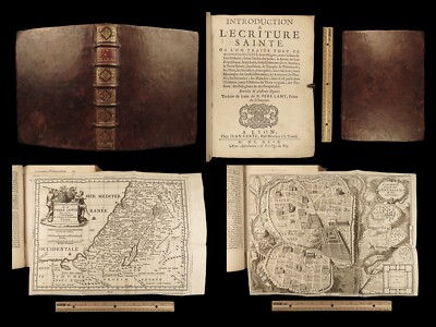 1699 BIBLE MAPS & Bestiary Lamy Illustrated Holy Land Judaica Animals Hebrews-image