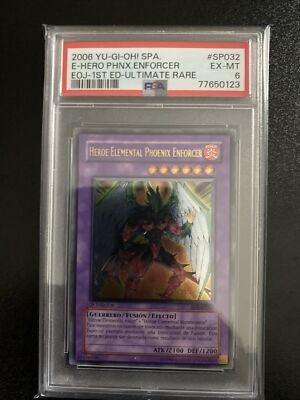 SPANISH E-HERO PHOENIX ENFORCER ULTIMATE PSA 6 YUGIOH 1ST EDITION EOJ-SP032 EX-image