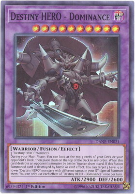 Yu-Gi-Oh Card - DANE-EN031 - DESTINY HERO - DOMINANCE (super rare holo) NM/Mint-image