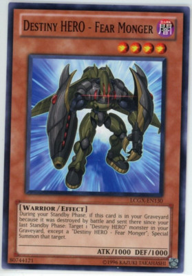1x (M/NM) Destiny HERO - Fear Monger - LCGX-EN130 - Common - Unlimited Edition  -image