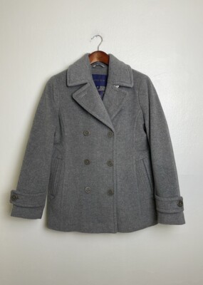 NEW Land’s End Women’s Gray Wool Blend Pea Coat Size 6P Double Breasted Classic-image