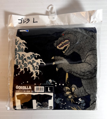 GODZILLA TOHO LIMITED T-SHIRT Japanese Traditional Ukiyoe Print Navy Size L-image