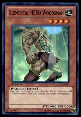 Yu-Gi-Oh! Elemental HERO Woodsman #LCGX-EN034 1st Edition Light Play-image
