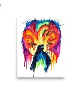watercolor painting print, anime, new, 8 1/2