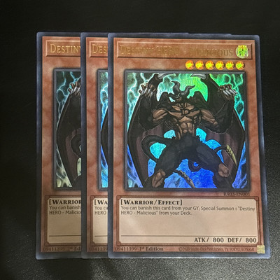 x3 Destiny Hero-Malicious (UR) RA03-EN001 Quarter Century Bonanza-image