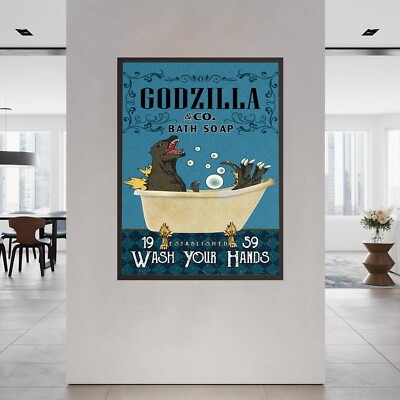 Godzilla Co Bath Soap Poster, Wash Your Hands Home Decor, Poster no frame-image