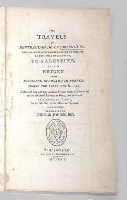 TRAVELS OF BERTRANDON DE LA BROCQUIERE TO PALISTINE -1807 -LEATHER -TARTARY MAP-image