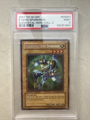 Yugioh Elemental Hero Sparkman EHC2-EN001 PSA 9 MINT LIMITED EDITION 2007-image