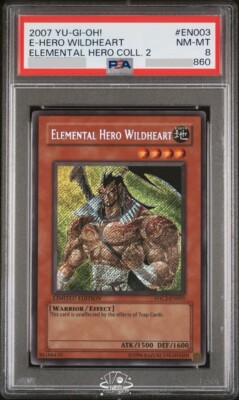 PSA 8 Elemental Hero Wildheart Secret Rare Limited Edition EHC2-EN003 YuGiOh-image