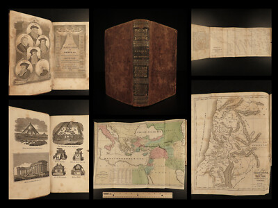 1832 Church History Marsh Jews Illustrated Color MAPS Pagans Pilgrims Quakers-image