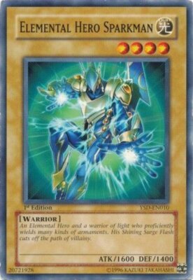 Yugioh! HP Elemental Hero Sparkman - YSD-EN010 - Common - 1st Edition Heavily Pl-image