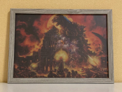 Ohrai Noriyoshi Godzilla1954 artwork,Framed clear file,wall hanging,Japan Gray-image