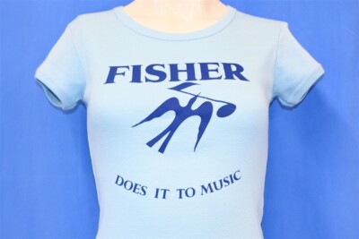 vintage 70s FISHER DOES IT TO MUSIC AUDIO ELECTRONICS NYC WOMEN'S t-shirt XS-image