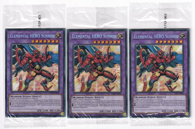 3x Elemental HERO Sunrise - (LDS3-EN104 - Ltd Ed - Secret Rare) - NM/Sealed-image