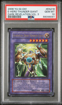 YUGIOH DR3-EN218 ELEMENTAL HERO THUNDER GIANT ULTRA RARE PSA 10 GEM #88098091-image