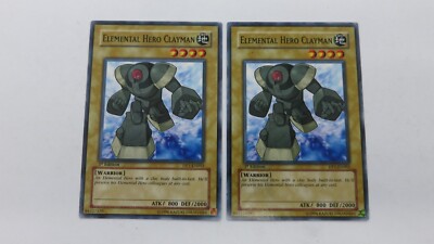 2x  ELEMENTAL HERO CLAYMAN  MONSTER  DP1-EN003   1ST EDITION COMMON YUGIOH  NM-image