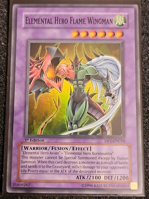 Yugioh Elemental Hero Flame Wingman DP1-EN010 Super Rare 1st Edition NM-image