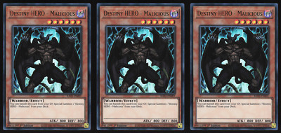 Destiny HERO - Malicious - Playset 3 Cards - RA03-EN001 - Ultra Rare - Yugioh-image