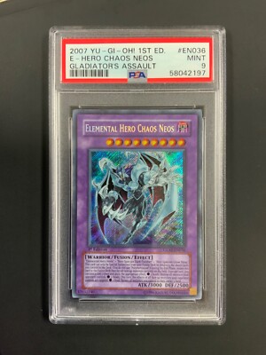 YUGIOH Elemental Hero Chaos Neos 1st Edition GLAS EN036 Secret Rare PSA 9-image